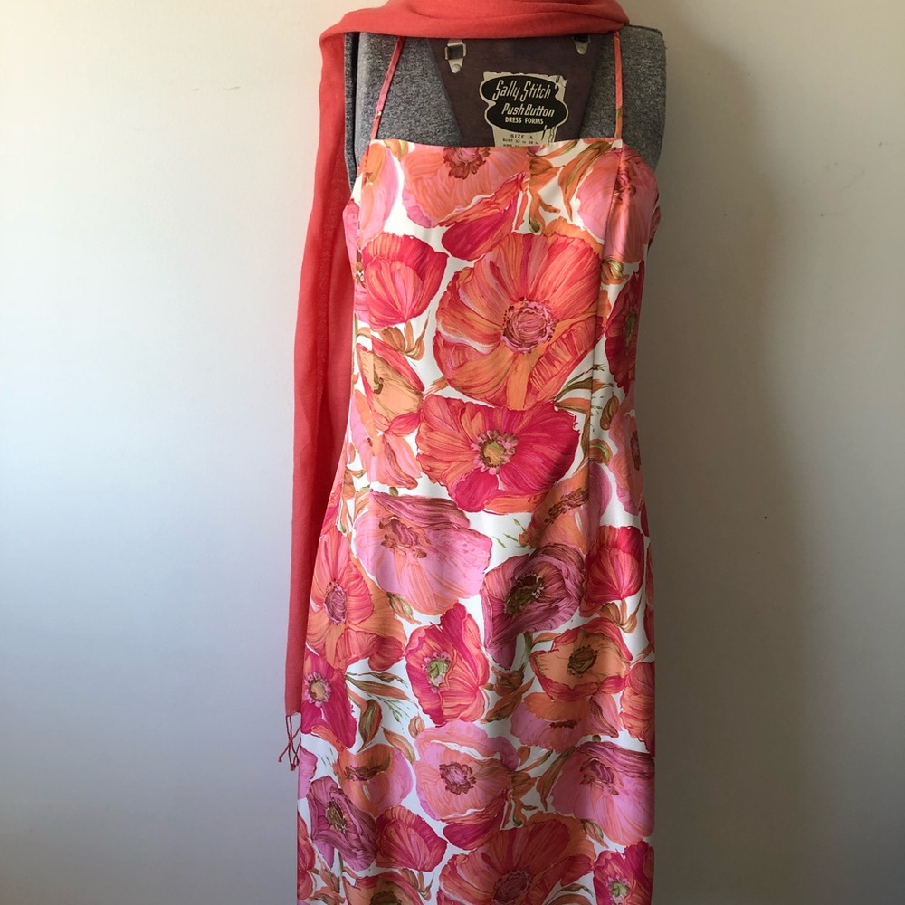 Ann Taylor silk sheath dress with wool wrap